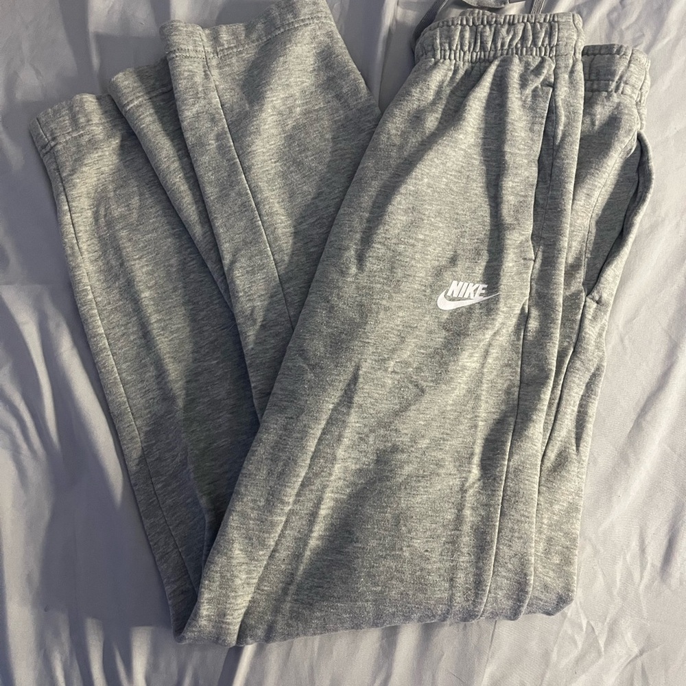 Grey Nike wide leg sweatpants